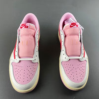 Low Top Sneakers, White Red Pink Colorway, Reverse Hook Design, Lace Up Design, Casual Gift for Sneaker Fans
