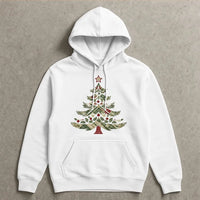 Festive Holiday Graphic Hooded Sweatshirt, Vintage Plaid Christmas Tree Hoodie, Comfy Winter Tree Pullover, Xmas Holiday Season Present