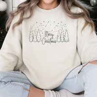Minimalist Winter Sweatshirt, Merry Christmas Pine Tree Sweatshirt, Vintage Pine Tree Holiday Sweatshirt, Festive Christmas Crewneck