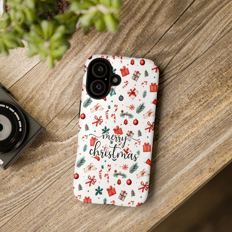 Holiday Festive Pattern Phone Case, Merry Christmas iPhone 15 Pro Max Case, Xmas Trees Tough Case, Winter Phone Cover, Holiday Present for Her
