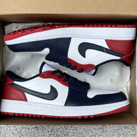 Low Top Golf Shoes, Blue White Red Colorway, Lace Up Design, Casual Gift for Shoe Lovers