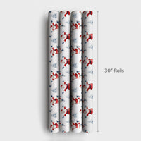 Christmas Winter Gift Wrap, Ice Skating Santa Wrapping Paper, Watercolor Holiday Present Wrapping Paper, Adorable Santa Claus Winter Gift Wrap