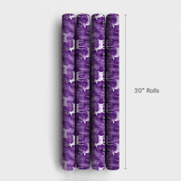 Watercolor Winter Forest Gift Wrap, Purple Reindeer Wrapping Paper, Snowy Deer Holiday Wrapping Paper, Woodland Christmas Gift Wrap Roll