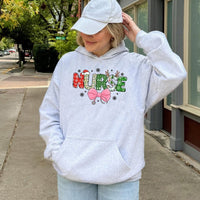 Holiday Stethoscope Hooded Sweatshirt, Festive Christmas Nurse Hoodie, Adorable Nursing Student Xmas Pullover, Healthcare Worker Winter Hoodie