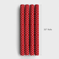 Red Snowflake Holiday Gift Wrap, Christmas Tree Wrapping Paper, Festive Red and White Wrapping Paper, Adorable Xmas Gift Wrap, Winter Gift Wrap