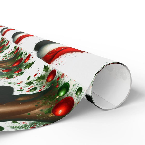 Christmas Holly Gift Wrap, Black Santa Wrapping Paper, Vintage African American Santa Wrapping Paper, Holiday Gift Wrapping P