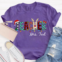 Custom Name Holiday Educator Shirt, Personalized Christmas Teacher T-Shirt, Festive Winter Graphic Tee, Christmas Teacher Present