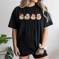 Retro Festive Faces Graphic Tee, Vintage Santa Claus T-Shirt, Adorable Holiday Santa Shirt, Nostalgic Xmas Graphic T-Shirt, Christmas Lover Present