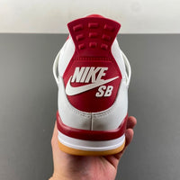 Retro Low Top Sneakers, White Red Gray Colorway, Suede Footwear, Lace Up Design, Casual Gift for Sneaker Fans