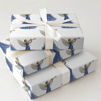 African American Angel Gift Wrap, Black Angel Christmas Wrapping Paper, Gold Trumpet Holiday Paper, Religious Xmas Gift Wrapping Paper Roll