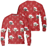 Personalized Pet Face Santa Hat Sweatshirt, Custom Dog Photo Sweatshirt, Humorous Dog Lover Christmas Sweatshirt, Custom Holiday Sweater