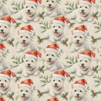 West Highland White Terrier Gift Wrap, Westie Christmas Wrapping Paper, Holiday Santa Hat Dog Paper, Winter Dog Lover Gift Wrapping Paper