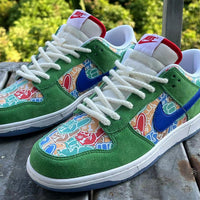 Low Top Sneakers, Green Blue Colorway, Lace Up Design, Casual Gift for Sneaker Fans