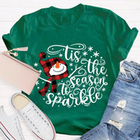 Adorable Winter Holiday Graphic Tee, Christmas Santa Hat Snowman T-Shirt, Festive Merry Christmas Shirt, Xmas Present for Women and Men