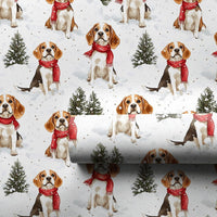 Festive Dog Holiday Wrapping Paper, Beagle Christmas Wrapping Paper, Winter Scarf Puppy Gift Wrap Roll, Beagle Gift Wrap, Dog Lover Present