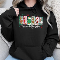 Jolly Holiday Animal Sweatshirt, Humorous Christmas Goose Hoodie, Adorable Silly Goose Christmas Pullover, Winter Bird Lover Hooded Sweater