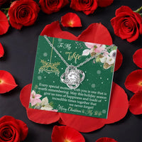 Sparkling CZ Crystal Pendant, Love Knot Necklace for Wife, Gold Finish Love Knot Necklace, Christmas Present with Rotating Rose Box