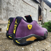 Mid Top Sneakers, Black Yellow Purple Colorway, Lace Up Design, Casual Gift for Sneaker Fans