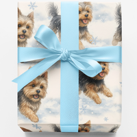 Yorkshire Terrier Snow Gift Wrap, Yorkie Christmas Wrapping Paper, Adorable Dog Holiday Paper, Winter Puppy Xmas Gift Wrap, Dog Lover Wrapping