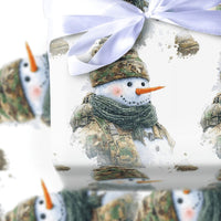 Tactical Soldier Christmas Gift Wrap, Military Camo Snowman Wrapping Paper, Army Veteran Holiday Paper, Festive Present Wrapping Paper, Present
