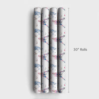 Watercolor Sports Christmas Gift Wrap, Hockey Player Santa Hat Wrapping Paper, Ice Hockey Wrapping Paper Roll, Festive Sports Present Wrap