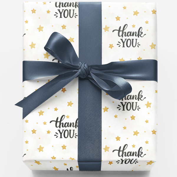 Gold Star Holiday Gift Wrap, Eternal Thanks Wrapping Paper, Elegant Appreciation Wrapping Paper, Christmas Thank You Gift Wra