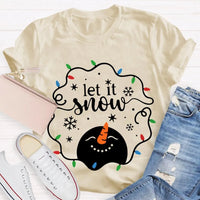 Let It Snow Holiday Graphic Tee, Christmas Lights Snowflakes Snowmen Shirt, Winter Wonderland T-Shirt, Festive Xmas Tee, Adorable Christmas Present