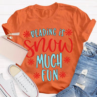 Snowflake Book Lover Holiday Shirt, Reading Snow Much Fun Christmas T-Shirt, Adorable Bookworm Graphic Tee, Winter Reader Xmas Present Shirt