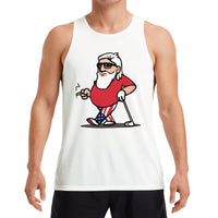 Humorous Cool Santa Golf Tank Top, Golfing Santa in Sunglasses Tank Top, Christmas in July Holiday Graphic Sleeveless Shirt, Golfer Present