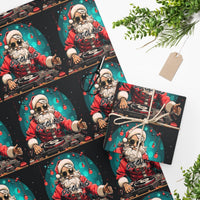 Santa Turntables Wrapping Paper, DJ Claus Gift Wrapping Paper, Humorous Christmas Gift Wrap Roll, Holiday Party Paper, Music Lover Present Wrap