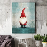 Snowy Winter Landscape Canvas Print, Christmas Gnome Canvas Wall Art, Holiday Gnome Canvas Decor, Festive Christmas Season Wall Art