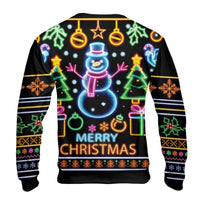 Retro Snowman Holiday Sweatshirt, Neon Snowman Ugly Christmas Sweater, Festive Winter Crewneck, Colorful Xmas Sweater Present for Men Women