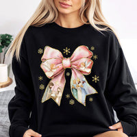 Coquette Bow Holiday Crewneck, Nativity Scene Christmas Sweatshirt, Religious Christian Pullover, Adorable Christmas Sweater, Present for Her