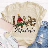 Festive Tree Graphic Shirt, Christmas Leopard Print T-Shirt, Trendy Animal Print Holiday Tee, Retro Merry Christmas Graphic T-Shirt