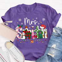 Custom Name Snowflake Holiday Shirt, Personalized Christmas Lights T-Shirt, Matching Family Xmas Graphic Tee, Holiday Season Present