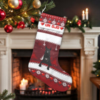 Nordic Pattern Holiday Stocking, Personalized Black Horse Christmas Stocking, Equestrian Xmas Stocking, Velboa Mantle Decor