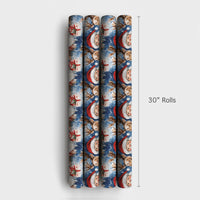 Festive Christmas Gift Wrap, Watercolor Santa and Reindeer Wrapping Paper, Holiday Present Paper, Xmas Gift Wrap Supplies