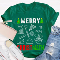 Math Holiday Equation Graphic Tee, Merry Christmath Humorous Math Teacher Shirt, STEM Educator Christmas T-Shirt, Math Lover Xmas Present