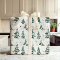 Watercolor Winter Pine Tree Gift Wrap, Samoyed Dog Wrapping Paper, Holiday Samoyed Wrapping Paper, Christmas Dog Lover Gift Wrapping Paper