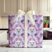 Artistic Bird Present Wrap, Bald Eagle Gift Wrapping Paper, Purple Watercolor Gift Wrap, Wildlife Animal Lover Christmas Wrapping Paper