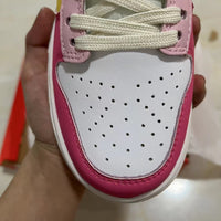 Low Top Sneakers, White Yellow Pink Colorway, Lace Up Design, Casual Gift for Sneaker Fans