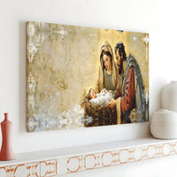 Holy Family Christmas Canvas Print, Nativity Scene Canvas Wall Art, Religious Christian Canvas Artwork, Manger Scene Holiday Wall Decor