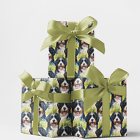 Berner Puppy Gift Wrap, Bernese Mountain Dog Wrapping Paper, Watercolor Dog Floral Gift Wrapping Paper, Dog Lover Christmas Present Wrap