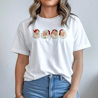 Retro Festive Faces Graphic Tee, Vintage Santa Claus T-Shirt, Adorable Holiday Santa Shirt, Nostalgic Xmas Graphic T-Shirt, Christmas Lover Present