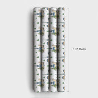 Snowy Eiffel Tower Gift Wrap, Paris Christmas Wrapping Paper, Watercolor France Holiday Wrapping Paper, Winter City Gift Wrap, Travel Paper