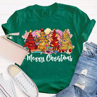 Festive Holiday Tree Graphic Tee, Merry Christmas Colorful Tree T-Shirt, Retro Xmas Tree Shirt, Winter Holiday Apparel, Christmas Tree Present
