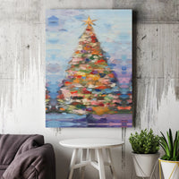 Impasto Oil Painting Canvas Print, Abstract Christmas Tree Canvas Art, Festive Holiday Canvas Wall Art, Winter Decor, Xmas Seasonal Present