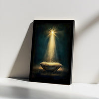 Holy Family Manger Wall Decor, Nativity Scene Star of Bethlehem Canvas Print, Christian Christmas Canvas Art, Religious Faith Holiday Present
