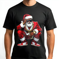 Hip Hop Christmas Graphic Tee, Black Santa T-Shirt, African American Santa Claus Shirt, Retro Urban Holiday Graphic T-Shirt Present for Him
