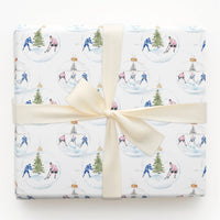 Ice Hockey Christmas Gift Wrap, Hockey Ornament Wrapping Paper, Watercolor Sports Holiday Wrapping Paper, Hockey Fan Gift Wrap Roll